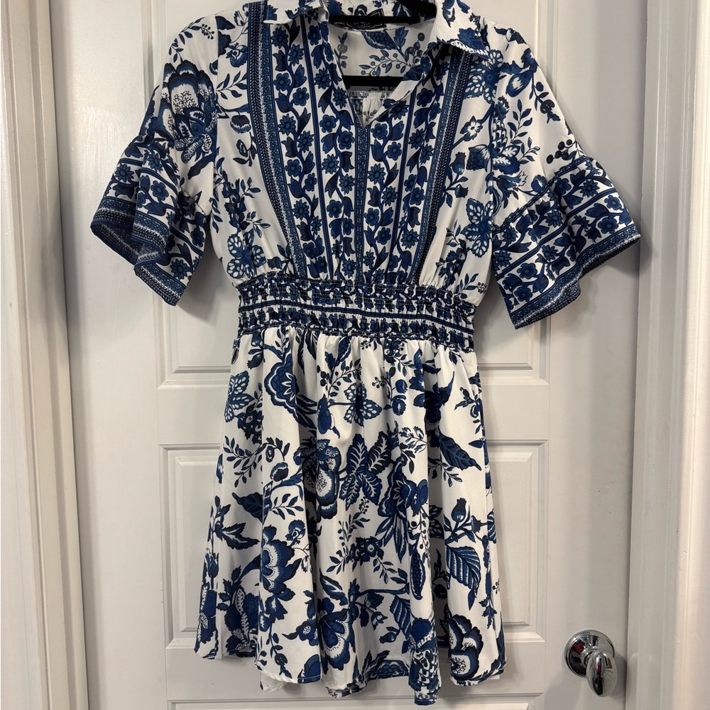 Blue and White Floral Dress